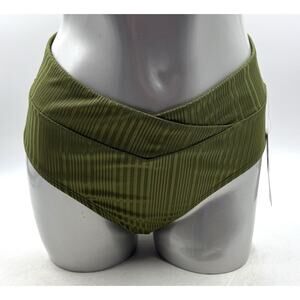 Salt Cove Swimsuit Bikini Bottoms High Waist Size Medium Olive Green Ribbed NEW